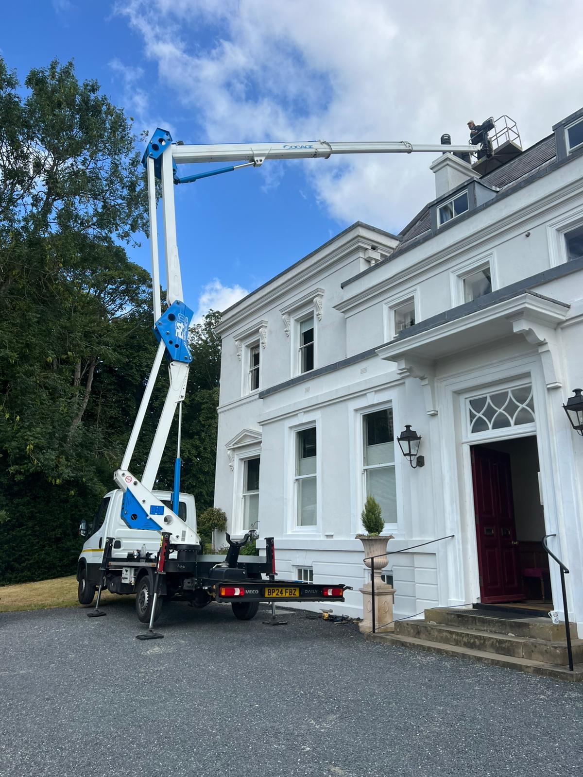Chimney repair from cherry picker in London Colney